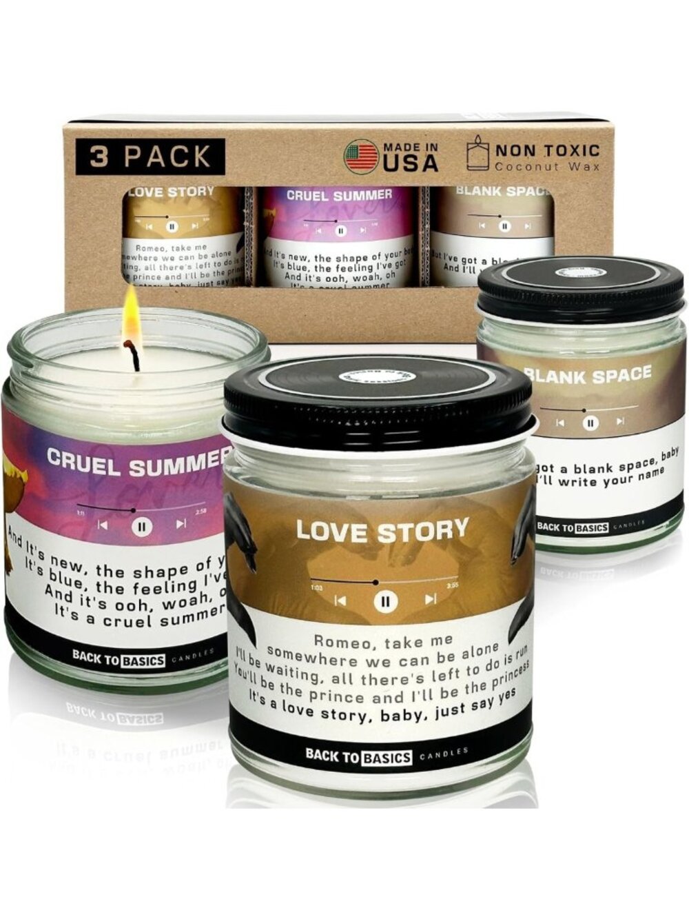 Vegan Soy Coconut Wax Candle Set - 3 Scented Candles for Home Decor & Gifts